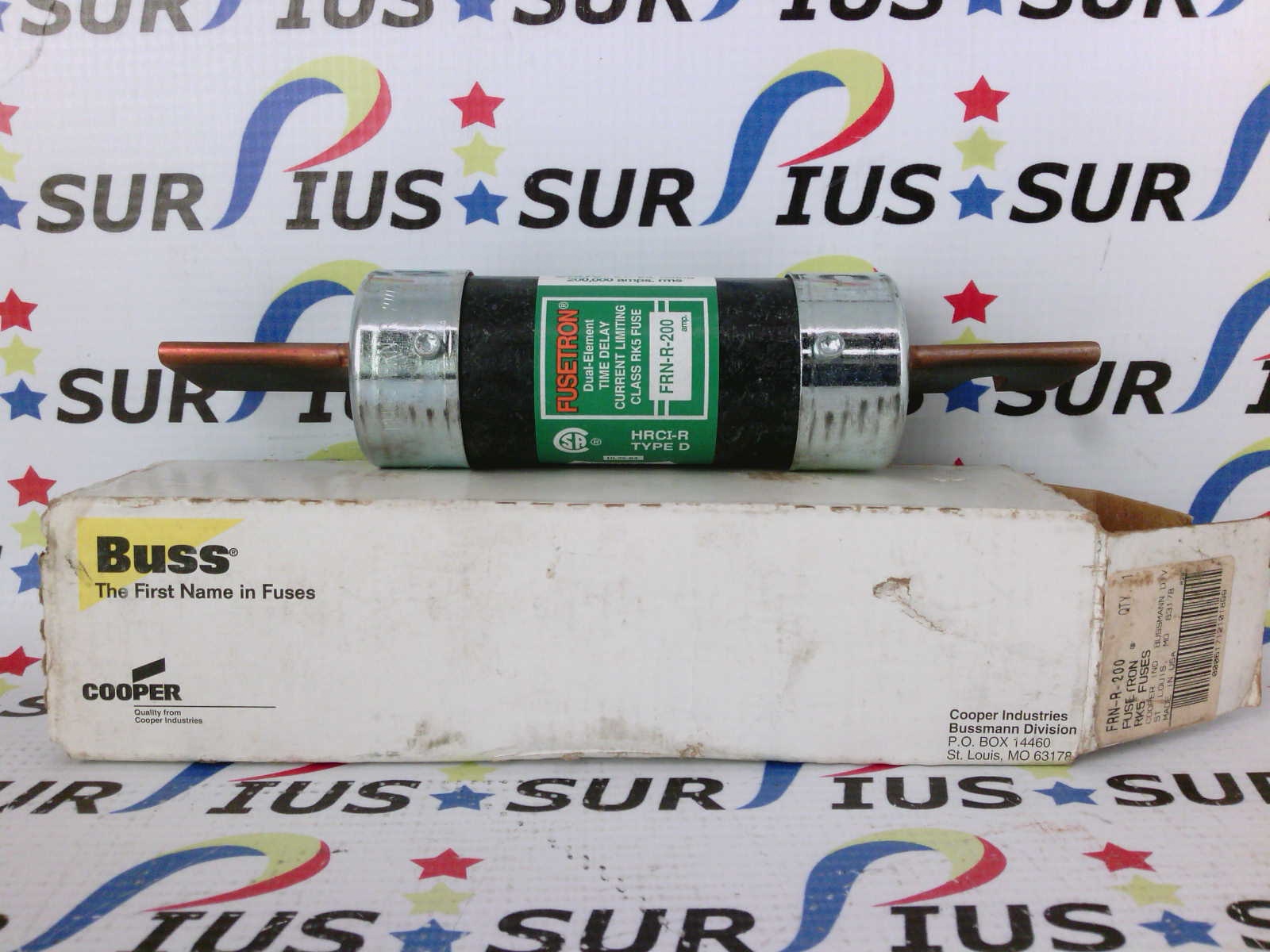 Bussmann Fusetron FRN R 200 Dual Element Time Delay Fuse 250V 200