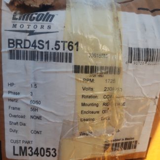 Lincoln Motors LM34053 BRD4S1.5T61 1.5HP 3PH 60/50Hz 56H 1725RPM 230/460V