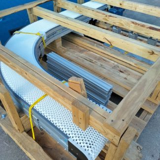 Dorner Curved Modular Conveyor Food Grade Aluminum 3200 Series 90 Degree Turn 10" Plastic Belt Powered Motorized