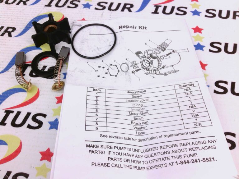 Everbilt ZE00802A 1/10HP Transfer Pump Repair Kit Impeller Brushes and Seal Surpius