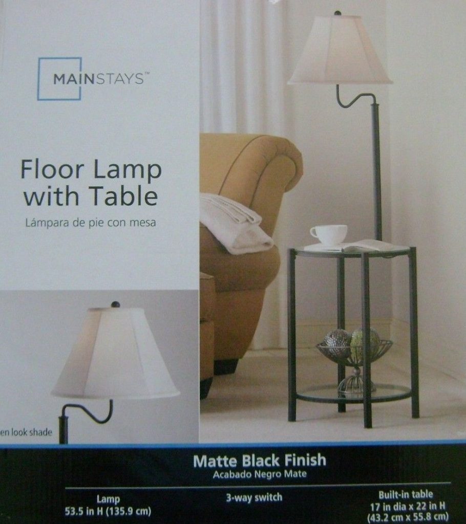 Mainstays floor lamp with table linen shade 53.5 tall table 17 x 22 H