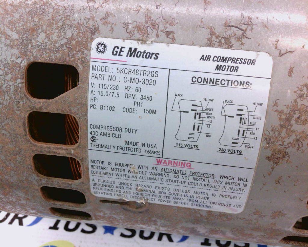 GE Electric Motor 5KCR48TR2GS CMO30201 CMO30201 2.5hp 115/230V CM0