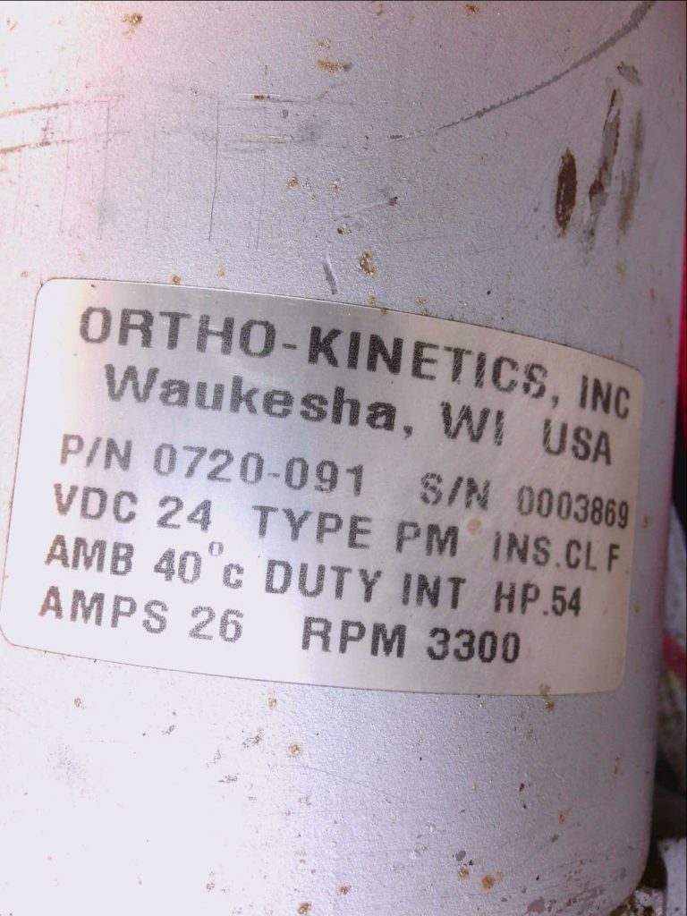 INC. 0720091 0720091 24VDC 3300RPM .54HP 26AMPS Surpius