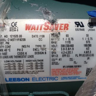 Leeson 121520.00 C145T11FB20B 1HP 1170RPM 3PH 230/460V 3PH 60Hz 145T TEFC